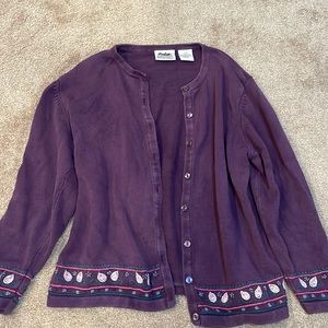 Vintage northern reflections cardigan purple with embroidery button up
